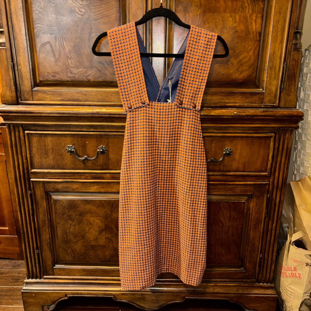 Yargici Orange and Blue Plaid Overall Style Dress